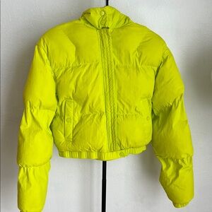 Bright Neon Green Yellow Puffer Jacket
